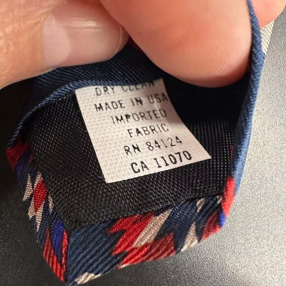Vintage Tie Texas Navajo Stripe Necktie  Ralph Marlin USA Blue Red State Map - Picture 5 of 7